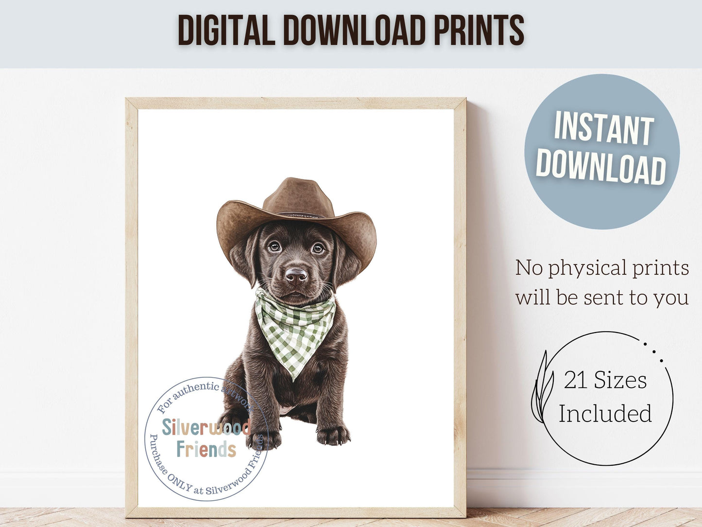Labrador Dog Cowboy Hat Print, Neutral Cowboy Western Dog Nursery Decor, Cowboy Western Dog Nursery Wall Art, Labrador Puppy Digital Prints