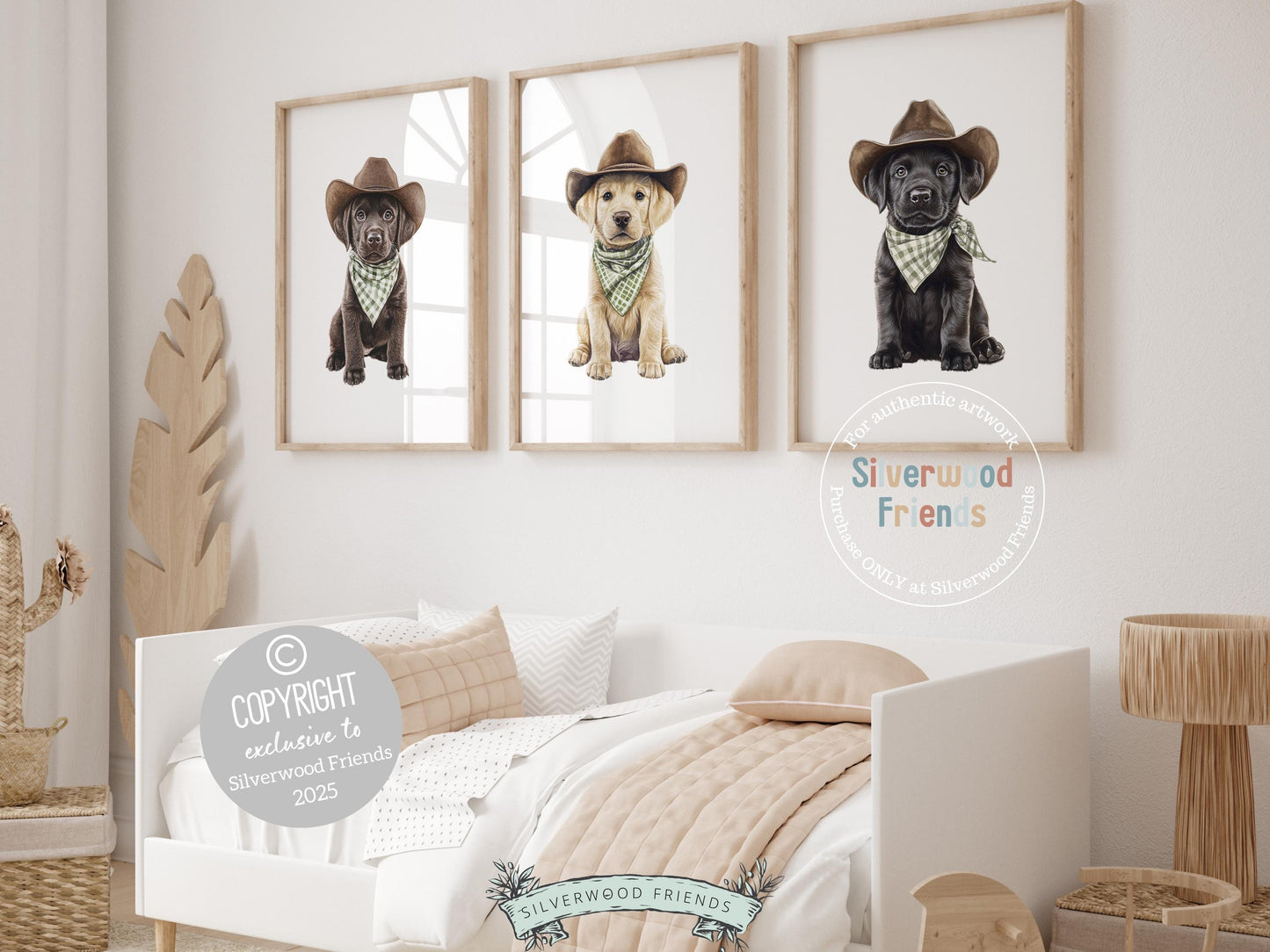 Labrador Dog Cowboy Hat Print, Neutral Cowboy Western Dog Nursery Decor, Cowboy Western Dog Nursery Wall Art, Labrador Puppy Digital Prints