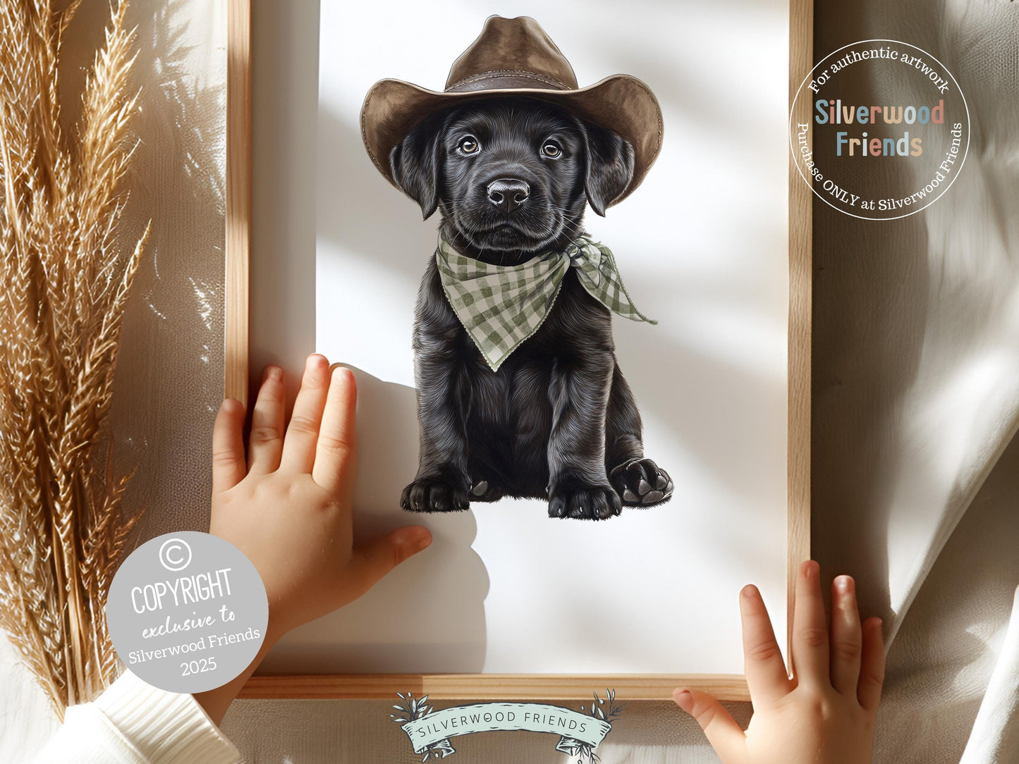 Labrador Dog Cowboy Hat Print, Neutral Cowboy Western Dog Nursery Decor, Cowboy Western Dog Nursery Wall Art, Labrador Puppy Digital Prints
