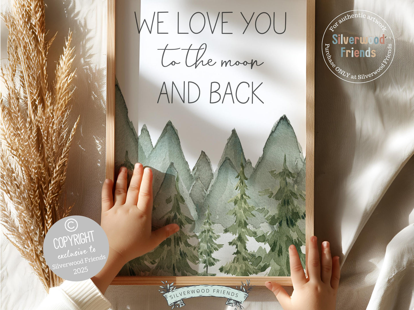 Bear Nursery Prints, Woodland Bear Nursery Decor, Mountain Nursery Print, Bear Baby Shower Gift, Love You To The Moon And Back Digital Print