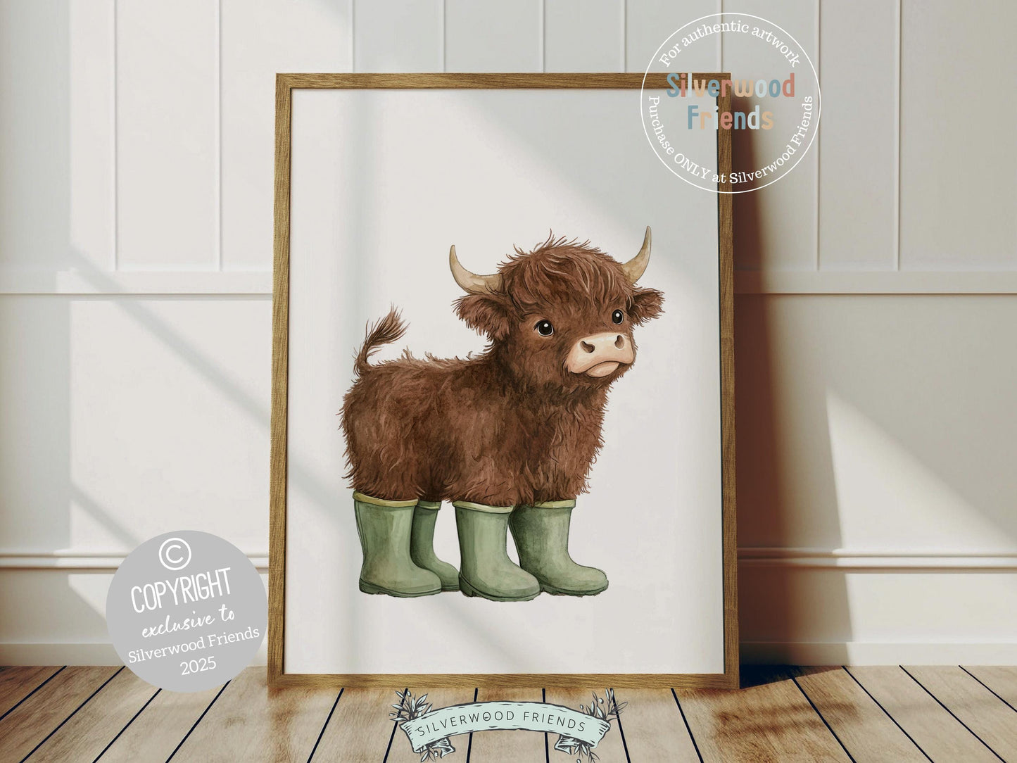 Highland Cow Nursery Prints, Sage Green Highland Cow Nursery Decor, Watercolor Highland Cow Gift, Kids Farm Bedroom Wall Decor Digital Print