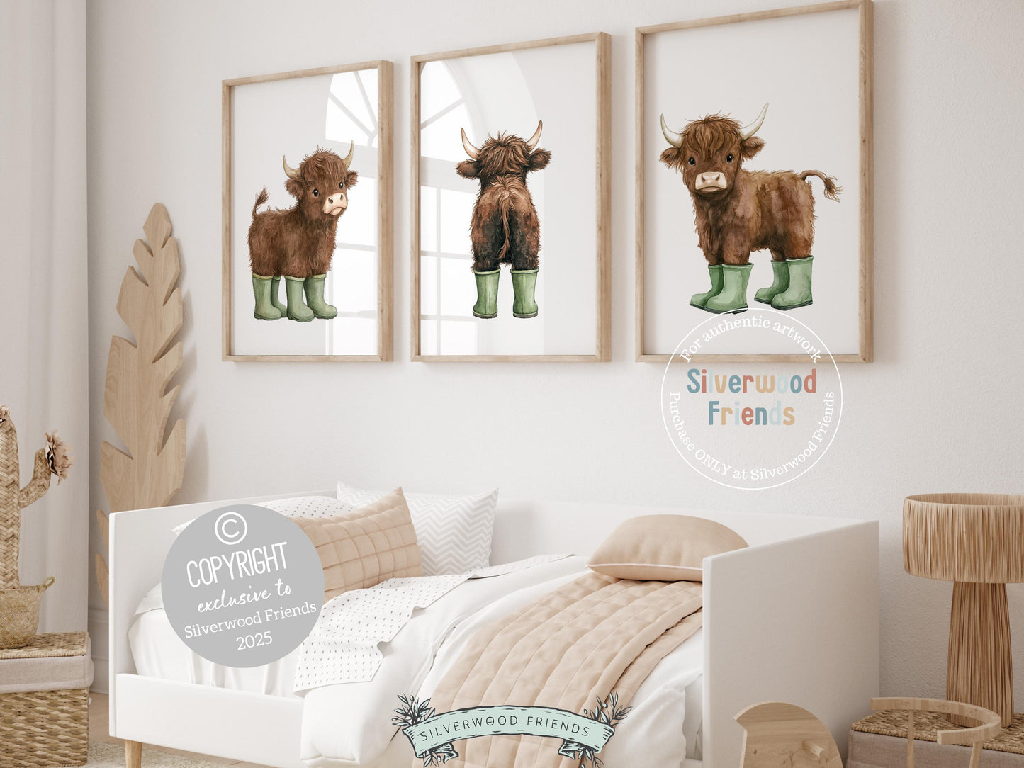Bring a touch of rustic charm and playful whimsy to your home with our adorable Highland Cow Prints! Featuring sweet watercolor baby Highland cows in sage green rain boots, these prints are perfect for adding cozy character to any space. Designed to fit beautifully in a nursery, kids’ room, or farmhouse style mudroom, they also make a darling gender-neutral gift for farm-themed baby showers!