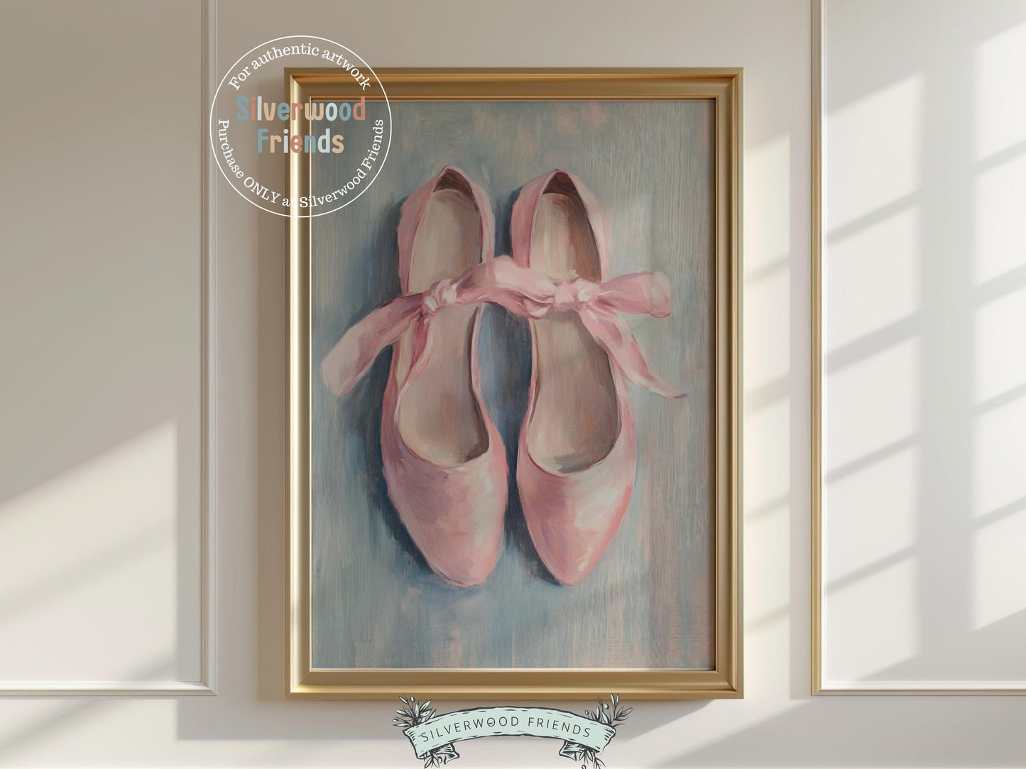 Pink Ballet Slipper Print, Baby Girl Ballerina Nursery Decor, Pink Ballet Nursery Wall Art, Ballet Dancer Printable Wall Decor Digital Print