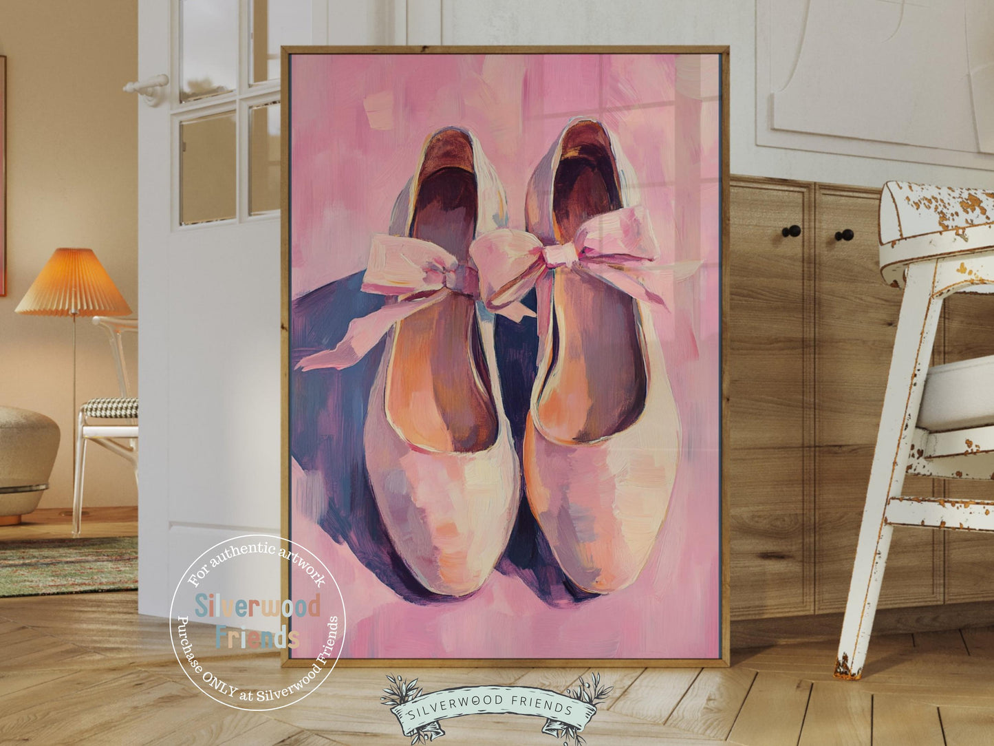 Pink Ballet Slipper Print, Baby Girl Ballerina Nursery Decor, Pink Ballet Nursery Wall Art, Ballet Dancer Printable Wall Decor Digital Print