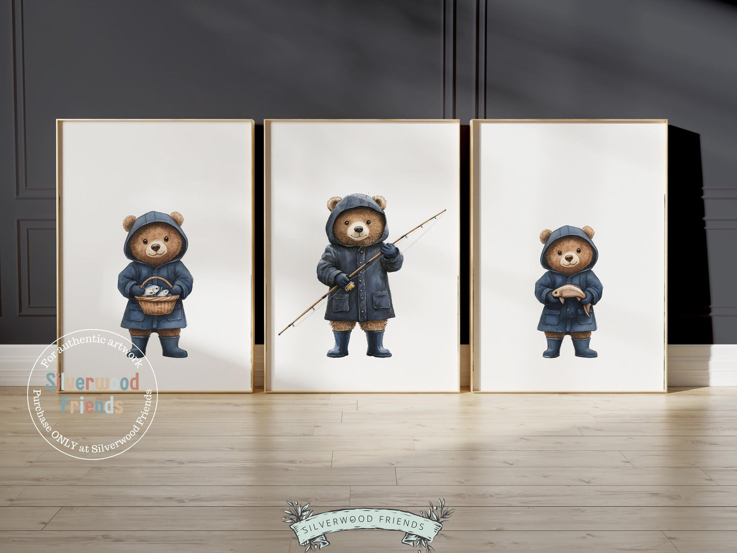 Teddy Bear Fishing Nursery Prints, Teddy Bear Fishing Nursery Decor, Kids Fishing Gifts, Camping Nursery Decor, Gone Fishing Digital Print