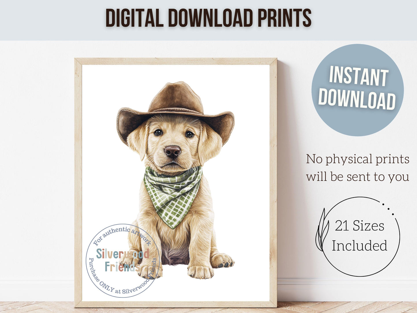 Labrador Dog Cowboy Hat Print, Cowboy Western Neutral Nursery Decor, Sage Green Dog Nursery Wall Art, Farmhouse Decor Labrador Digital Print