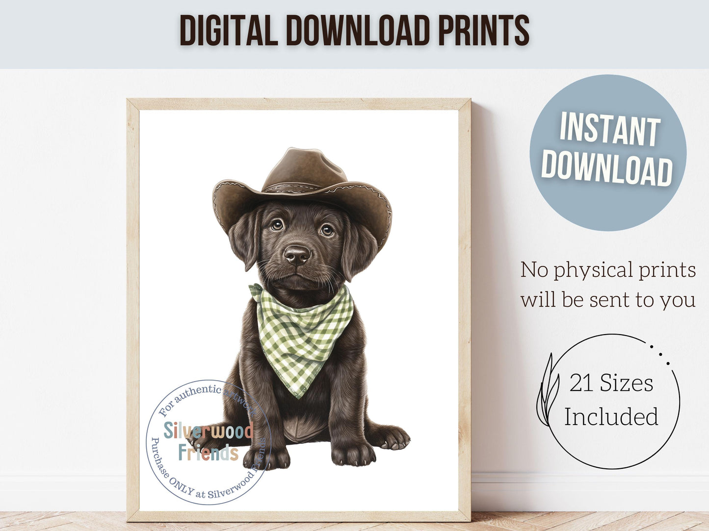 Labrador Dog Cowboy Hat Print, Cowboy Western Neutral Nursery Decor, Sage Green Dog Nursery Wall Art, Kids Farmhouse Dog Decor Digital Print