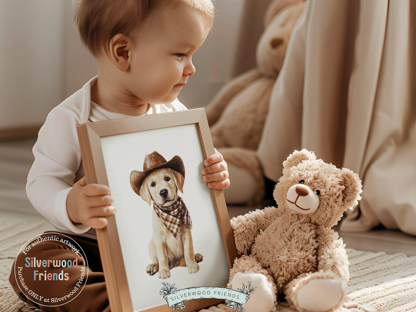 Labrador Dog Cowboy Hat Print, Cowboy Western Neutral Nursery Decor, Dog Nursery Wall Art,Dog Lover Gift Labrador Pet Portrait Digital Print