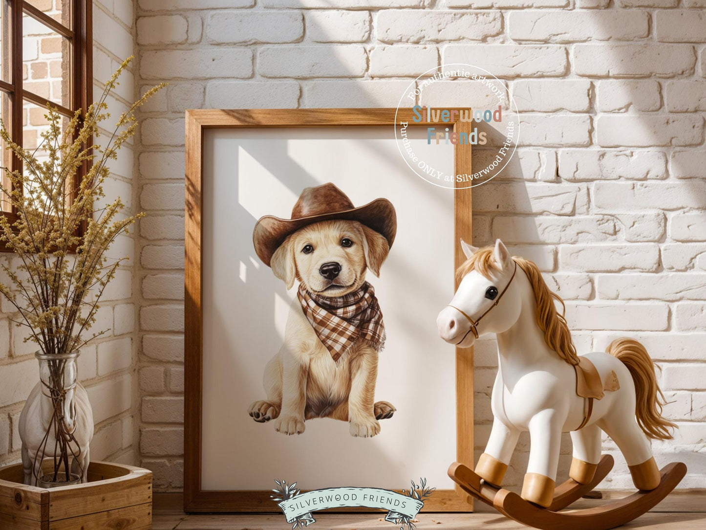 Labrador Dog Cowboy Hat Print, Cowboy Western Neutral Nursery Decor, Dog Nursery Wall Art,Dog Lover Gift Labrador Pet Portrait Digital Print