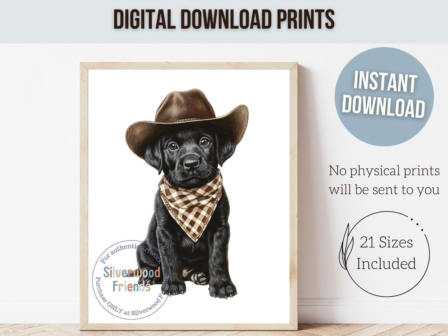 Labrador Dog Cowboy Hat Print, Cowboy Western Neutral Nursery Decor, Dog Nursery Wall Art, Kids Room Wall Decor, Pet Portrait Digital Print