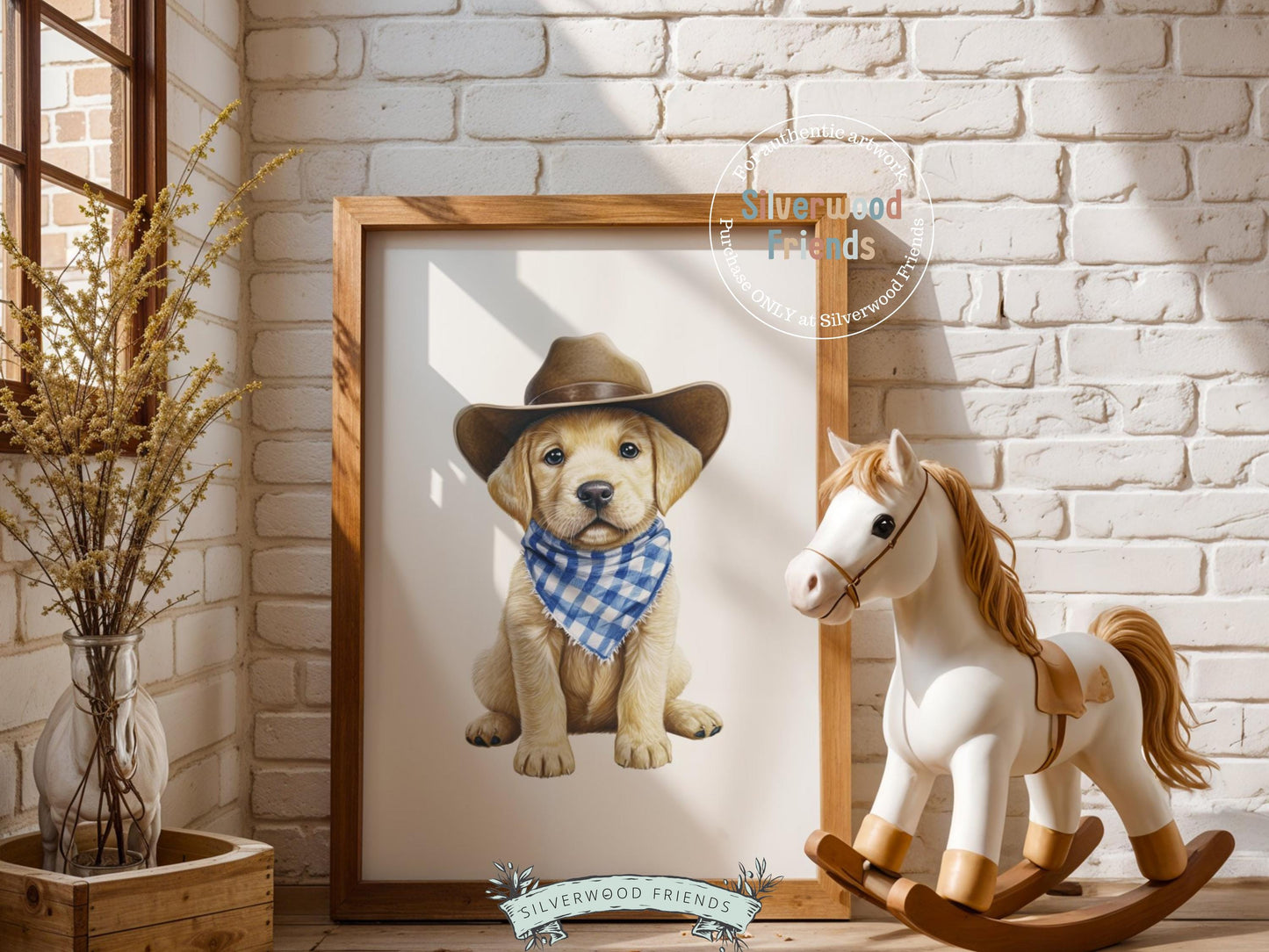 Labrador Dog Cowboy Hat Print, Baby Boy Cowboy Western Nursery Decor,Dog Nursery Wall Art,Dog Lover Gift Labrador Pet Portrait Digital Print
