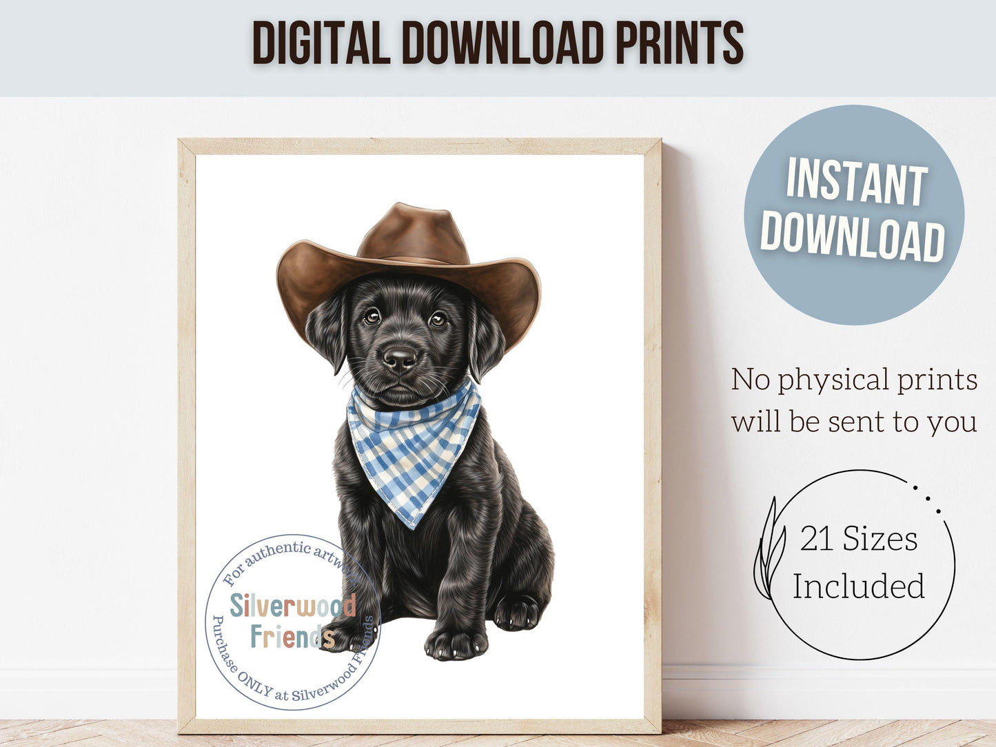 Labrador Dog Cowboy Hat Print