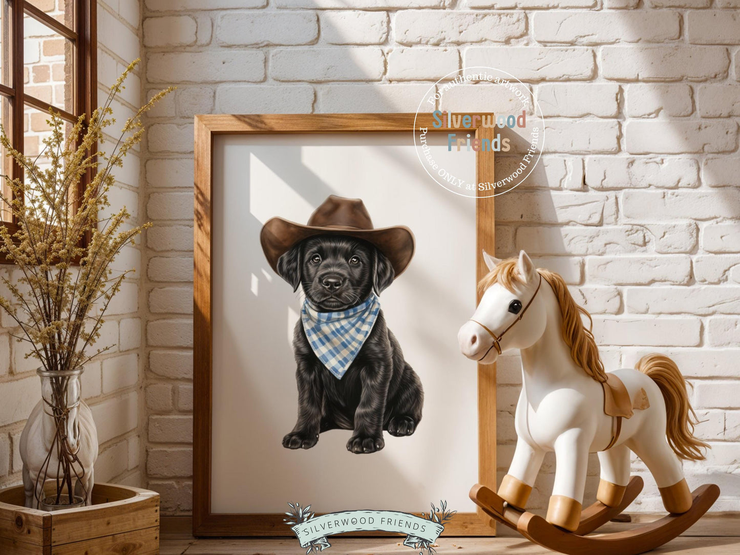 Labrador Dog Cowboy Hat Print