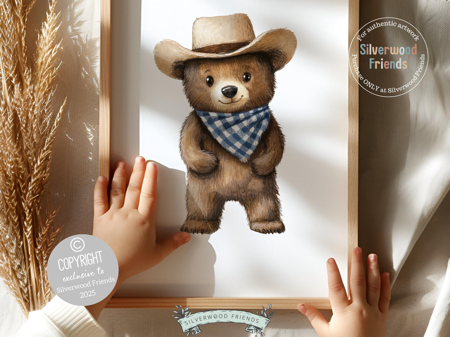 Woodland Bear Nursery Print, Baby Boy Cowboy Nursery Decor, Western Bear Nursery Decor, Baby Bear Western Nursery Wall Art Digital Print