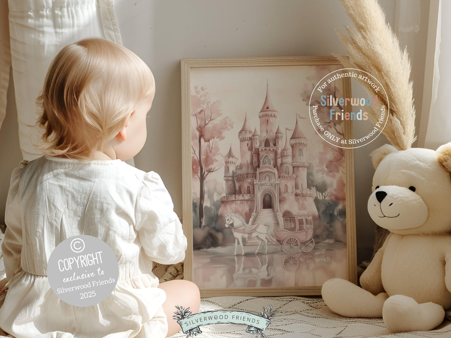 Baby Girl Princess Nursery Print, Princess Nursery Decor, Fairytale Nursery Wall Art, Baby Girl Fantasy Castle Room Wall Decor Digital Print