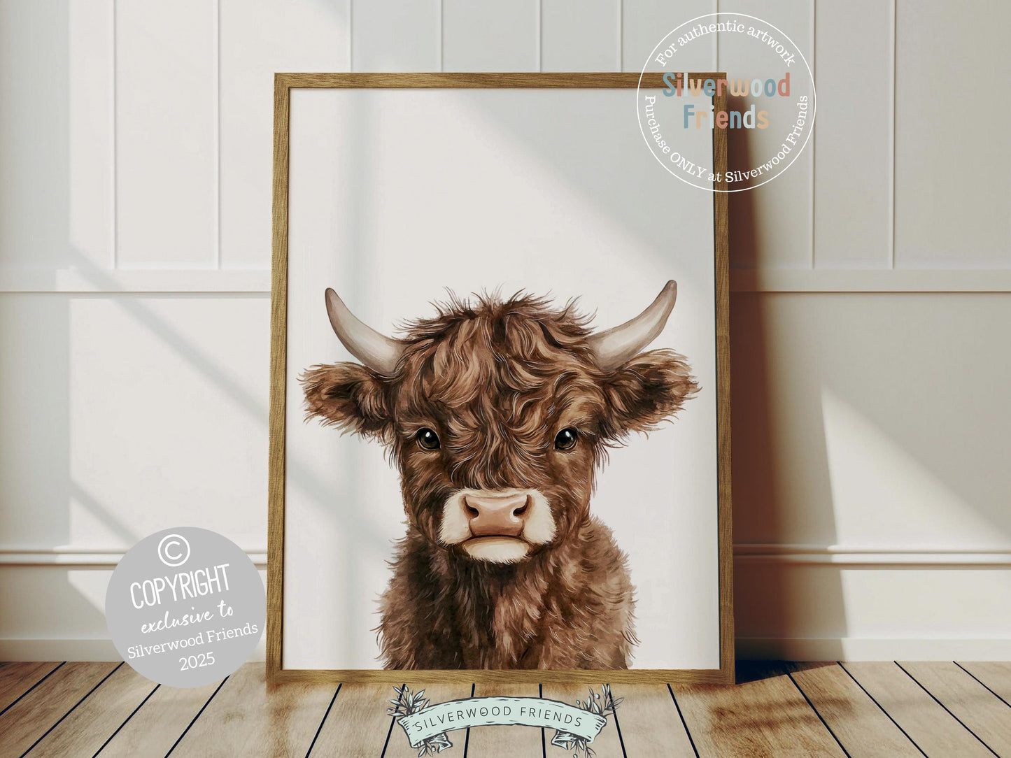 Peeking Highland Cow Nursery Print, Baby Highland Cow Nursery Decor Gift, Gender Neutral Baby Farm Animal Bedroom Wall Decor Digital Print