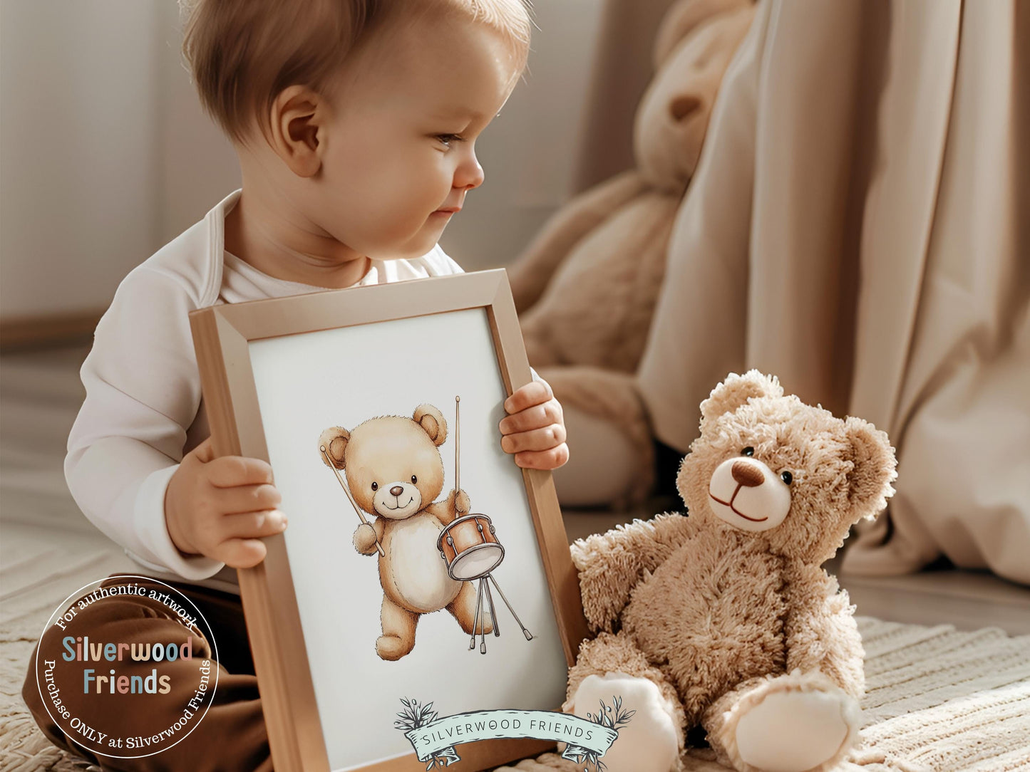 Teddy Bear Music Nursery Prints, Music Nursery Decor, Animals Playing Instruments, Bear Nursery Wall Art,Music Classroom Decor Digital Print
