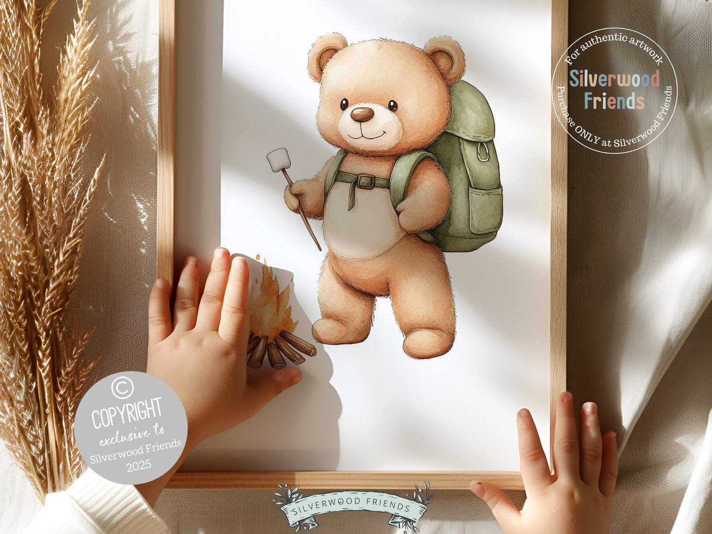 Camping Nursery Prints, Woodland Hiking Adventure Nursery Decor, Teddy Bear Fishing Neutral Nursery Wall Art, Nature Nursery Digital Prints