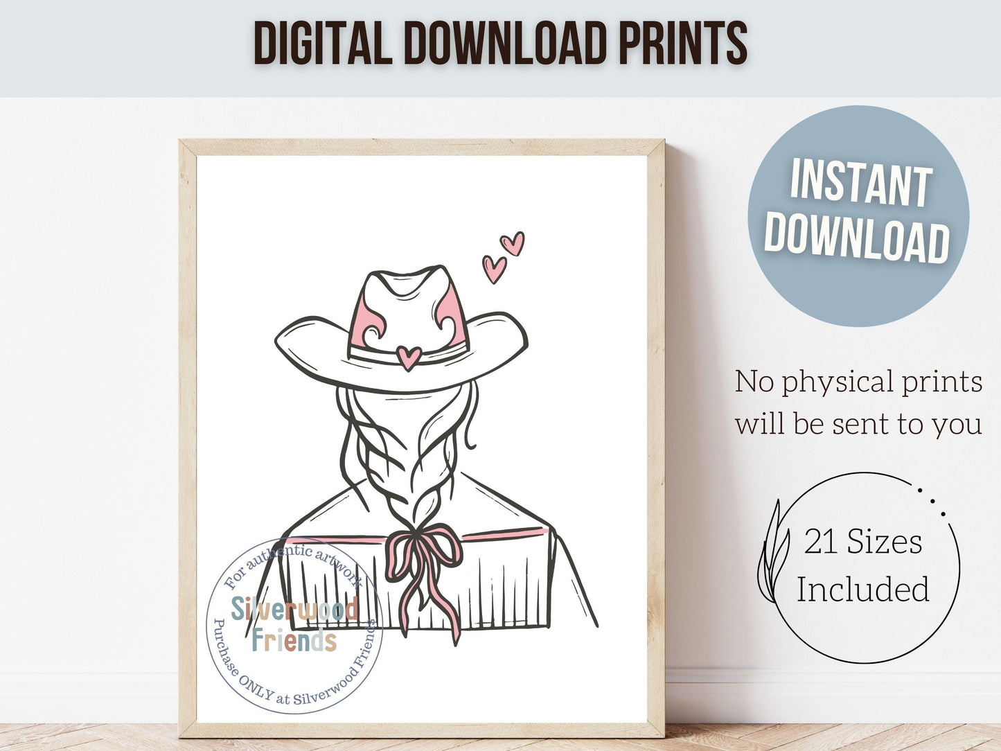 Pink Cowgirl Hat Print, Western Cowgirl Nursery Decor, Minimalist Coquette Room Decor, Teen Girl Western Rodeo Dopamine Decor Digital Print