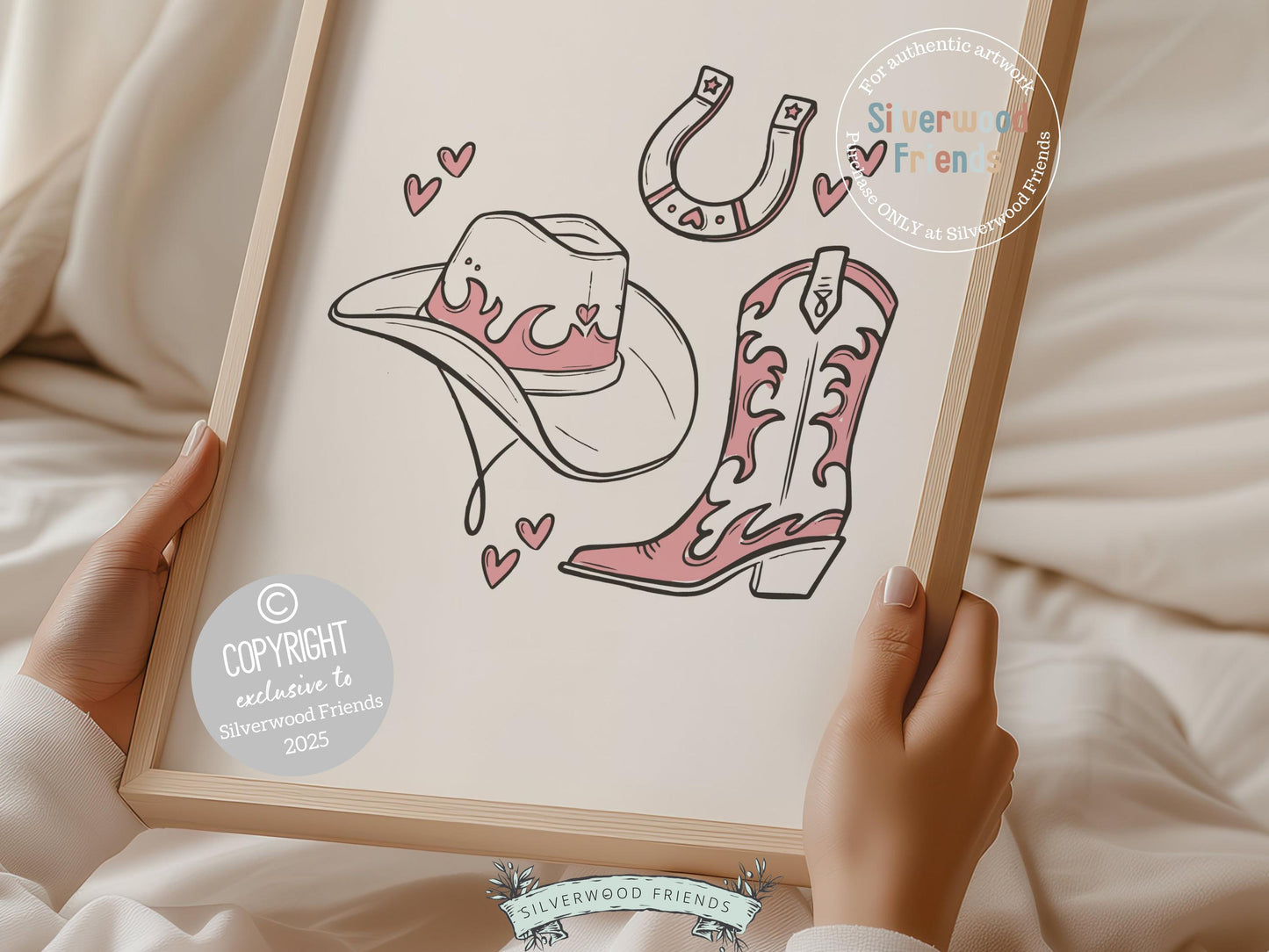 Pink Cowgirl Hat, Boots, Martini, Playing Cards Print - 002