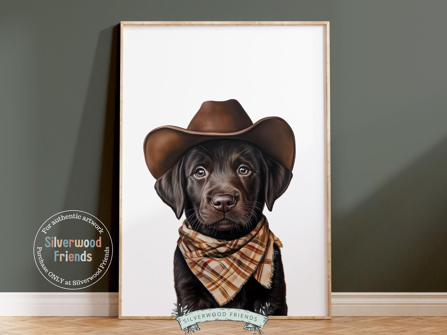 Labrador Dog Cowboy Hat Print,Neutral Cowboy Western Nursery Decor, Dog Nursery Wall Art, Mudroom Wall Decor Brown Labrador Digital Print