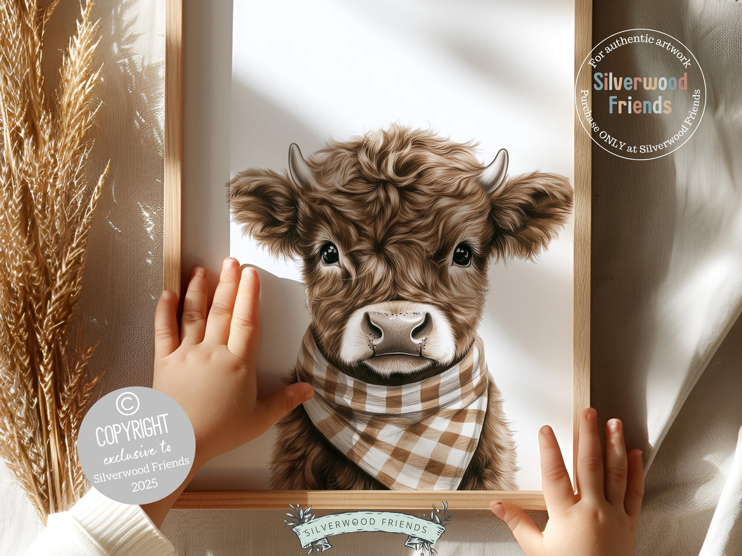Peeking Baby Highland Cow Nursery Print, Neutral Highland Cow Nursery Decor, Highland Cow Gift Western Cowboy Nursery Wall Art Digital Print