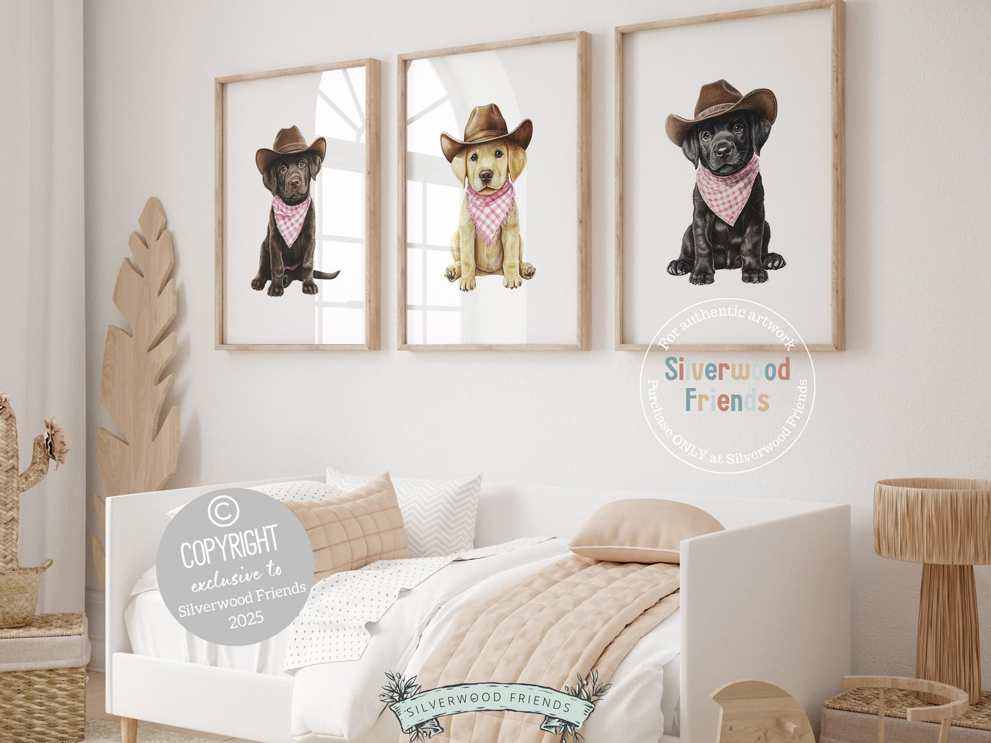 Labrador Dog Cowboy Hat Print, Baby Girl Pink Cowgirl Western Dog Nursery Decor, Girls Farmyard Dog Nursery Wall Art Labrador Digital Print
