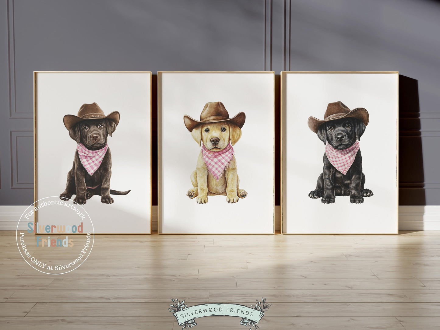 Labrador Dog Cowboy Hat Print, Baby Girl Pink Cowgirl Western Dog Nursery Decor, Girls Farmyard Dog Nursery Wall Art Labrador Digital Print