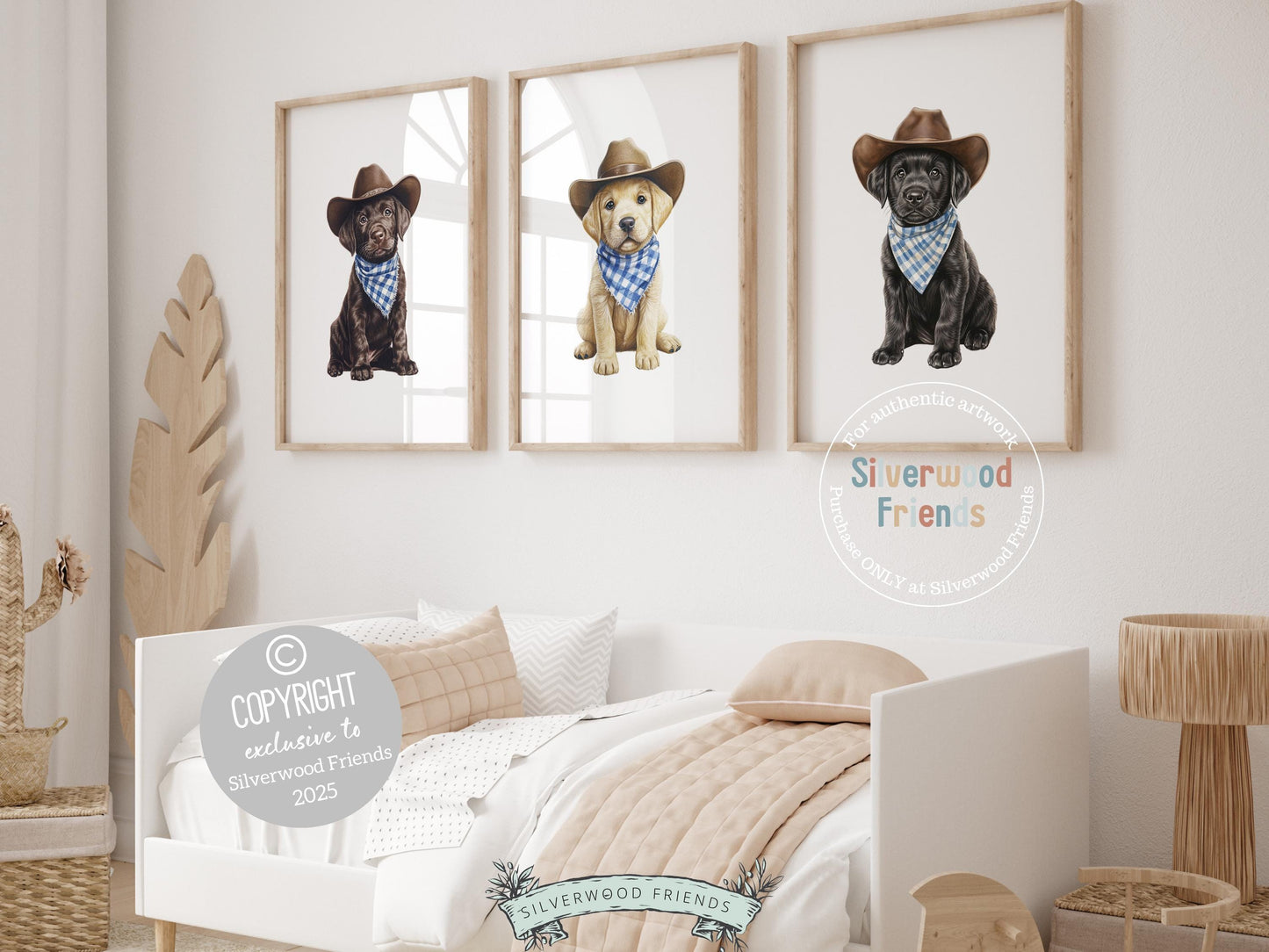 Labrador Dog Cowboy Hat Print, Neutral Cowboy Western Dog Nursery Decor, Cowboy Western Dog Nursery Wall Art, Labrador Puppy Digital Prints