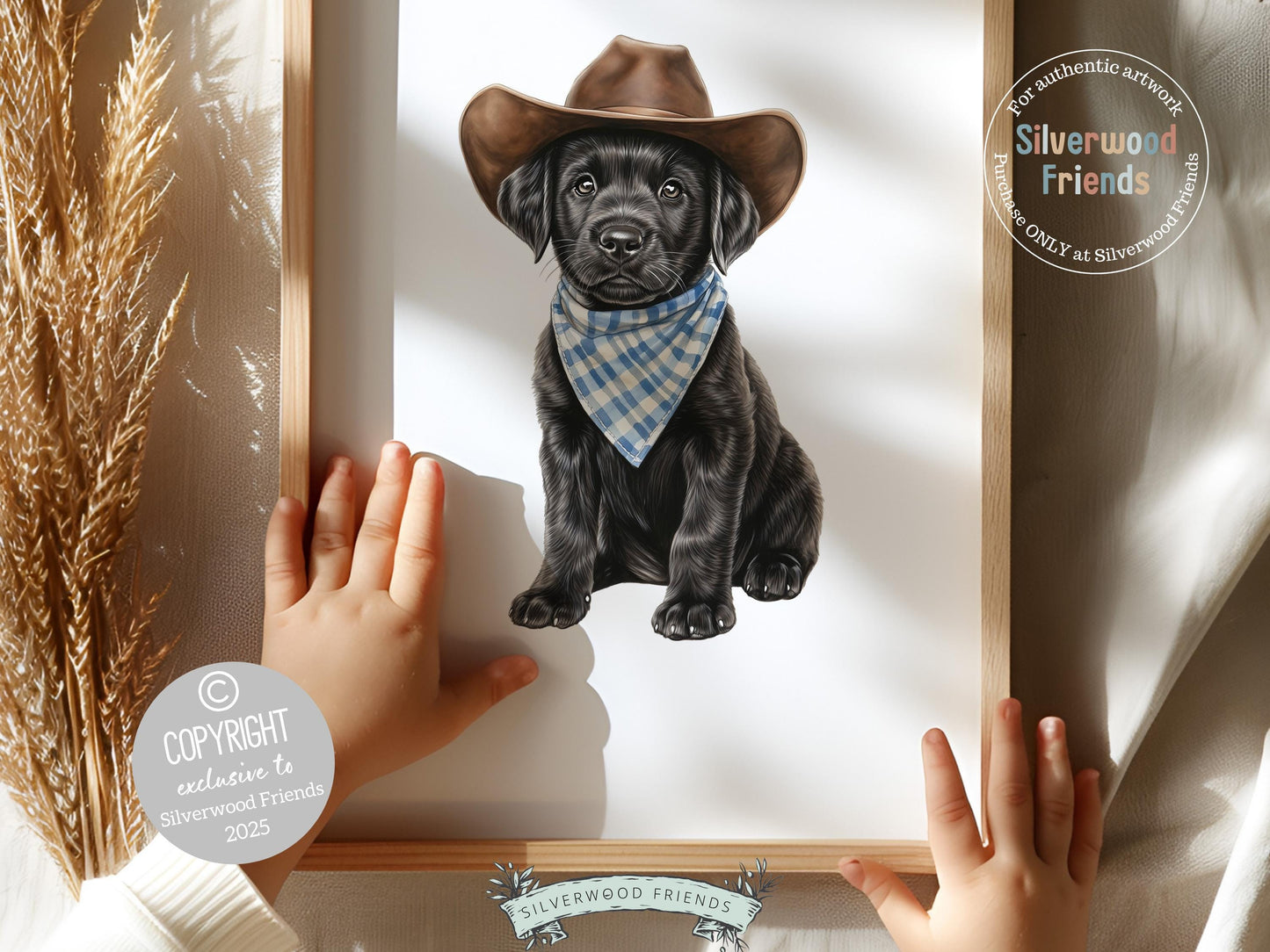 Labrador Dog Cowboy Hat Print, Neutral Cowboy Western Dog Nursery Decor, Cowboy Western Dog Nursery Wall Art, Labrador Puppy Digital Prints