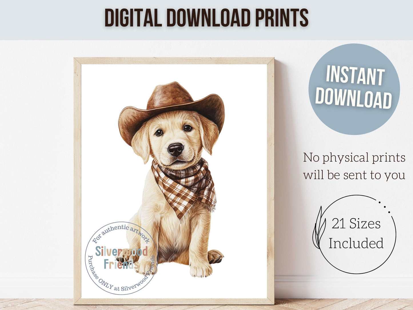 Labrador Dog Cowboy Hat Print, Cowboy Western Neutral Nursery Decor, Dog Nursery Wall Art,Dog Lover Gift Labrador Pet Portrait Digital Print