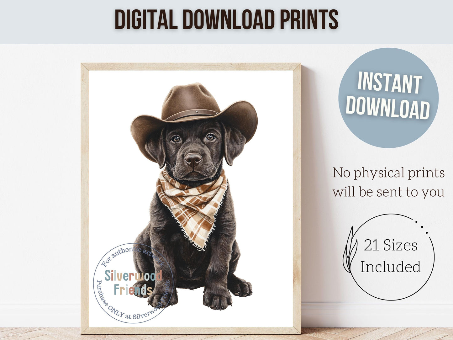 Labrador Dog Cowboy Hat Print, Cowboy Western Neutral Nursery Decor, Dog Nursery Wall Art, Kids Room Wall Decor, Pet Portrait Digital Print