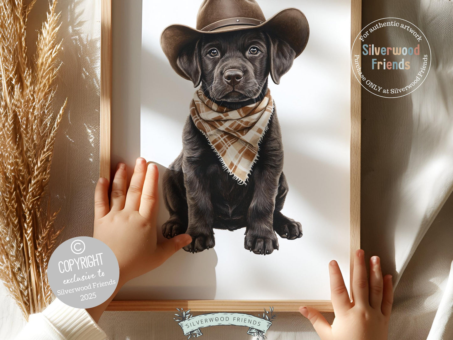 Labrador Dog Cowboy Hat Print, Cowboy Western Neutral Nursery Decor, Dog Nursery Wall Art, Kids Room Wall Decor, Pet Portrait Digital Print