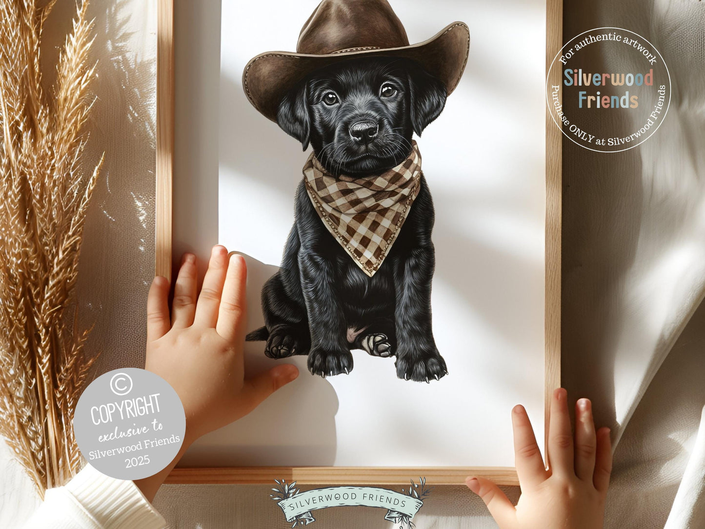 Labrador Dog Cowboy Hat Print, Cowboy Western Neutral Nursery Decor, Dog Nursery Wall Art, Kids Room Wall Decor, Pet Portrait Digital Print