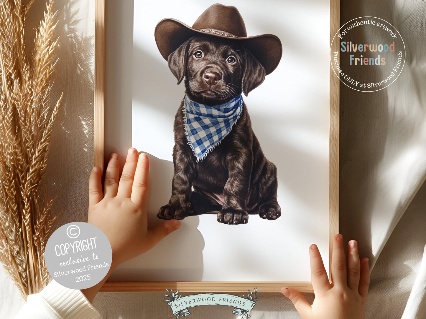 Labrador Dog Cowboy Hat Print, Baby Boy Cowboy Western Nursery Decor, Dog Nursery Wall Art, Kids Room Wall Decor, Pet Portrait Digital Print