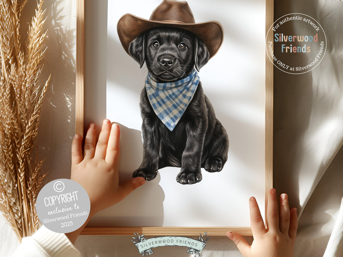 Labrador Dog Cowboy Hat Print