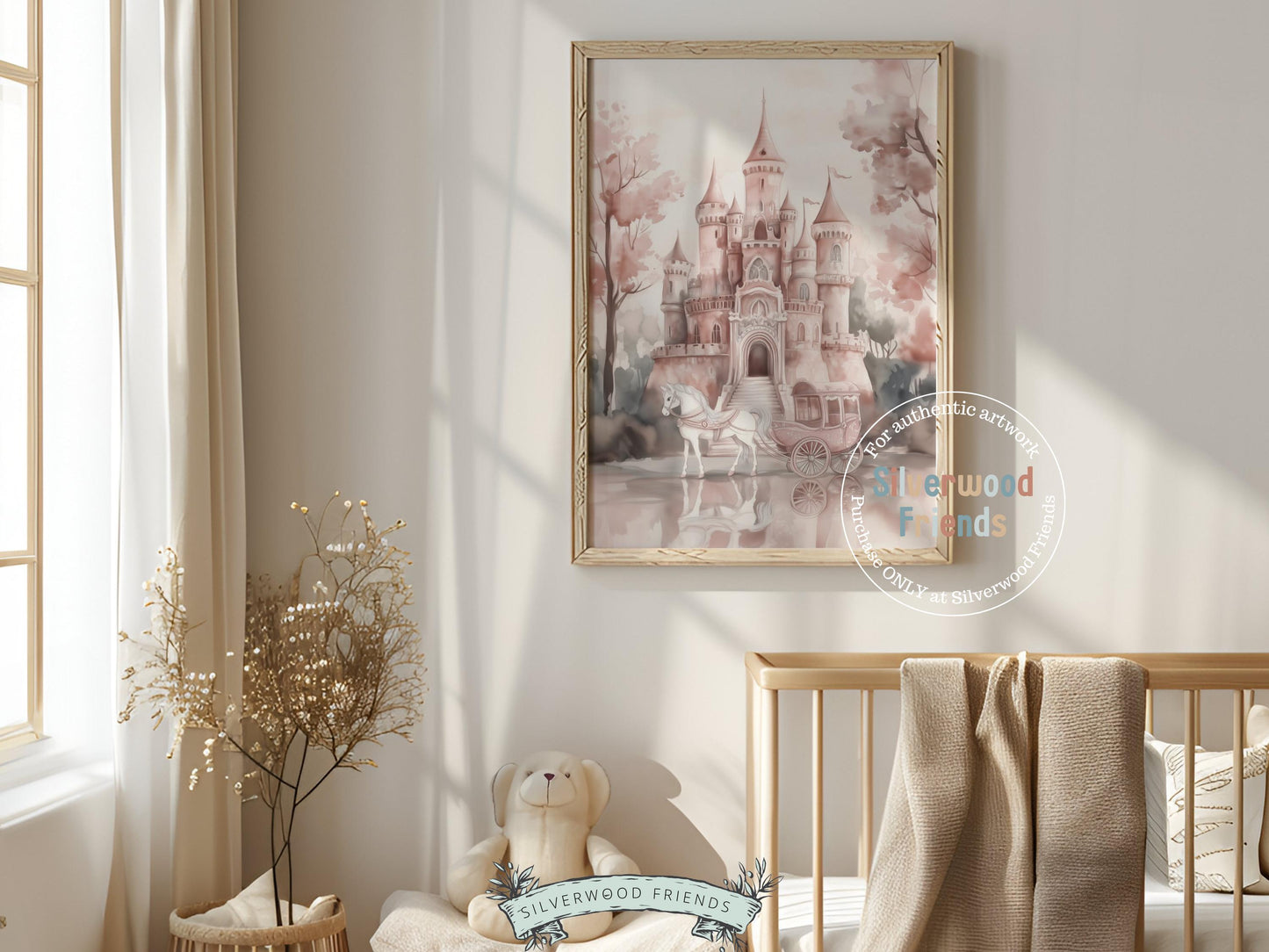 Baby Girl Princess Nursery Print, Princess Nursery Decor, Fairytale Nursery Wall Art, Baby Girl Fantasy Castle Room Wall Decor Digital Print