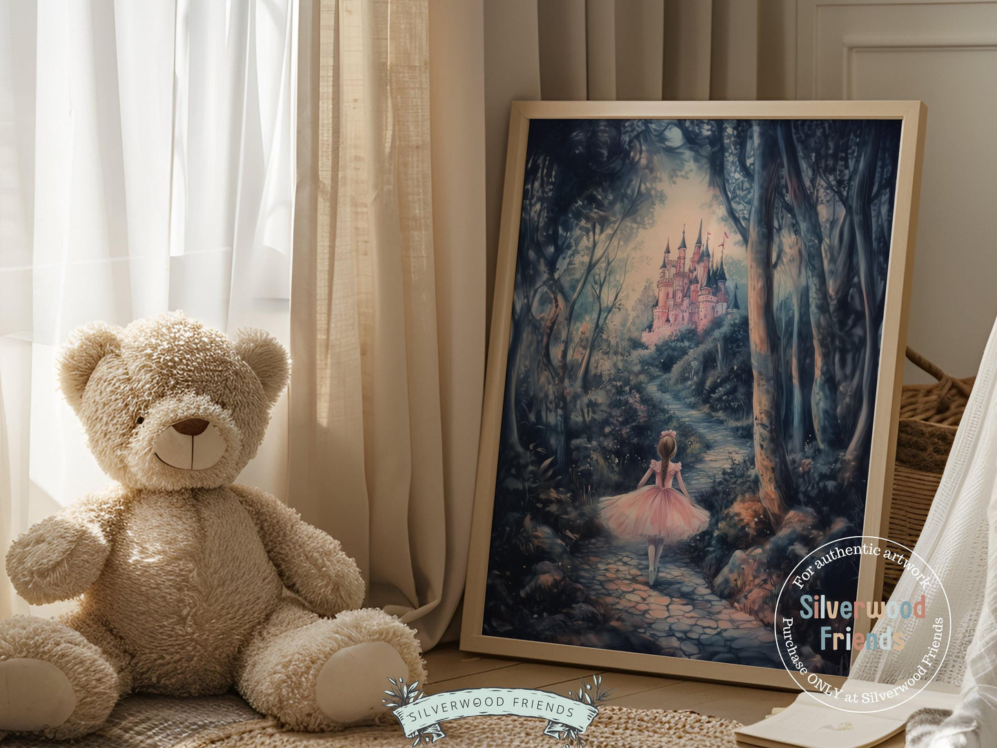 Baby Girl Princess Nursery Print, Fairytale Nursery Decor, Woodland Fairy Nursery Wall Art, Enchanted Forest Theme Wall Decor Digital Print