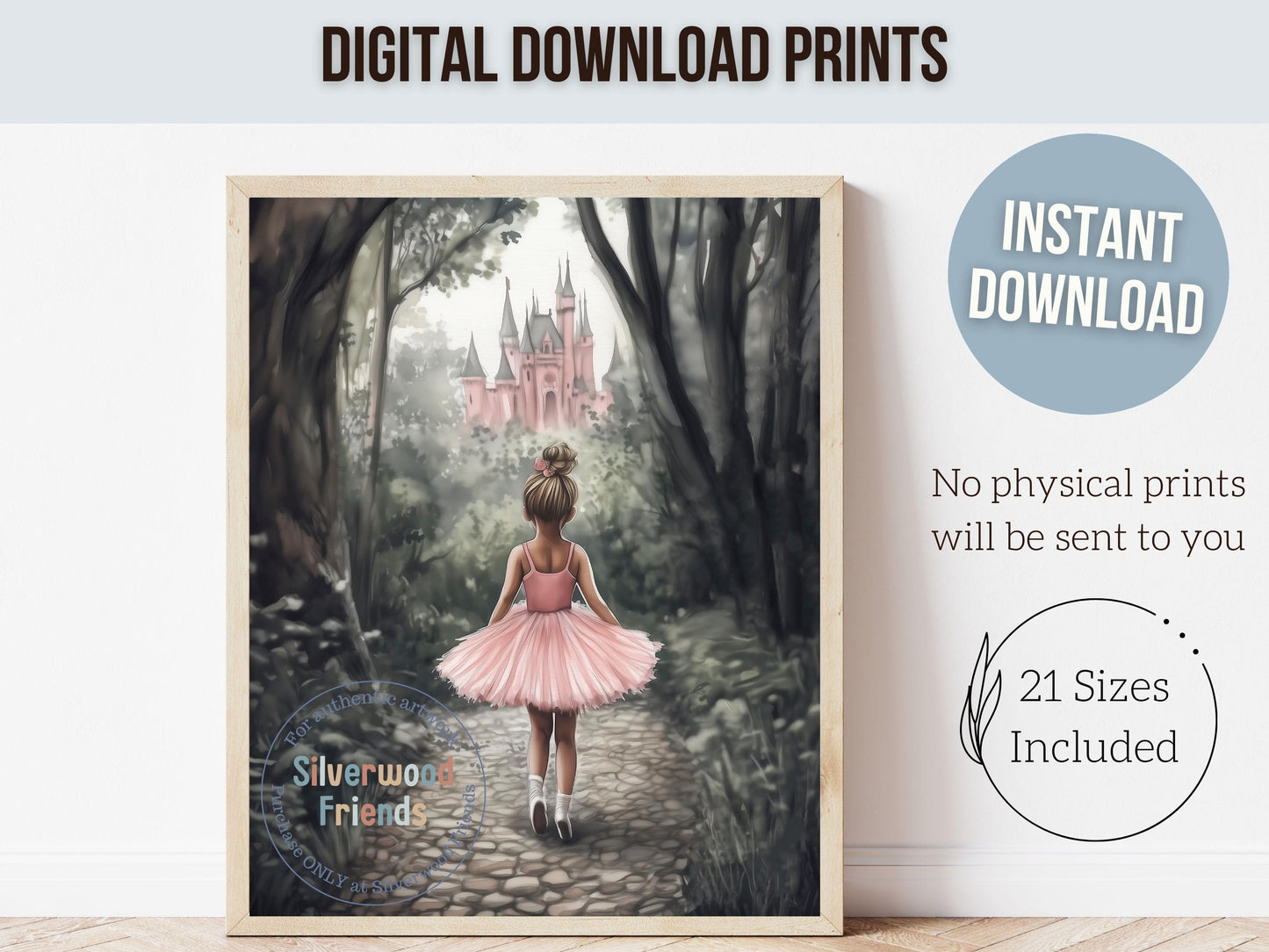 Baby Girl Princess Nursery Print, Fairytale Nursery Decor, Woodland Fairy Nursery Wall Art, Enchanted Forest Theme Wall Decor Digital Print
