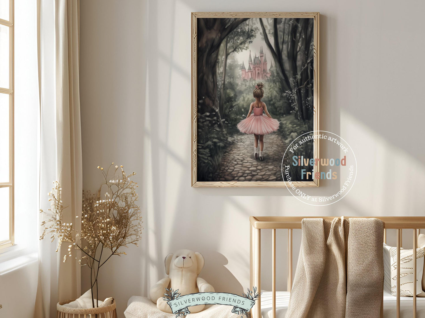 Baby Girl Princess Nursery Print, Fairytale Nursery Decor, Woodland Fairy Nursery Wall Art, Enchanted Forest Theme Wall Decor Digital Print