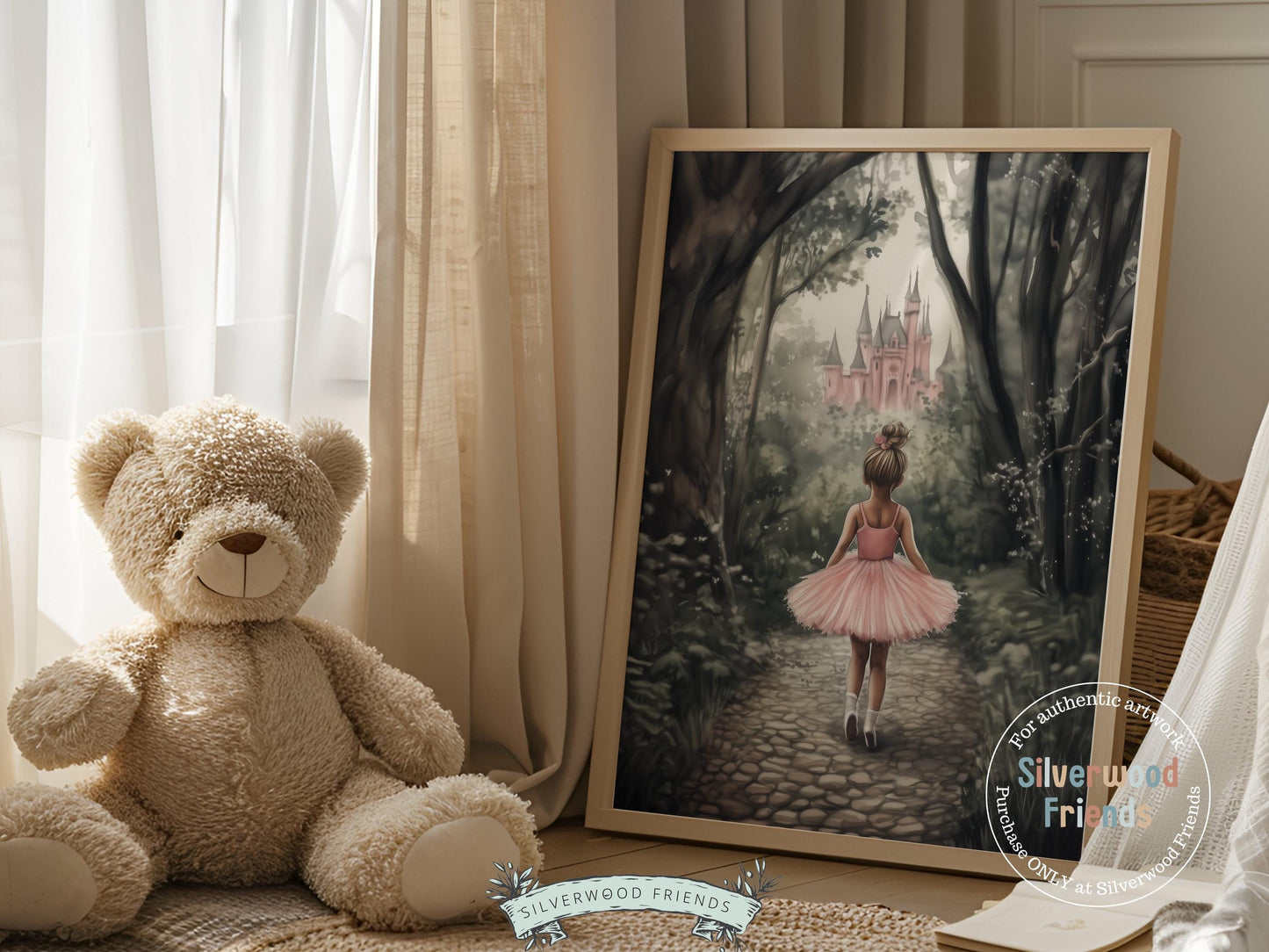 Baby Girl Princess Nursery Print, Fairytale Nursery Decor, Woodland Fairy Nursery Wall Art, Enchanted Forest Theme Wall Decor Digital Print