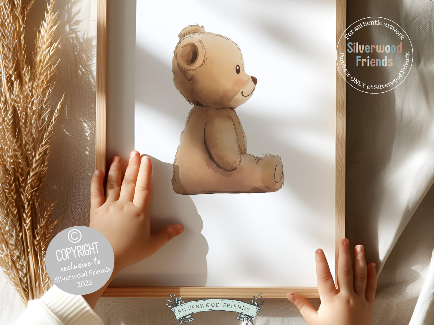 Teddy Bear Nursery Prints, Twin Sibling Woodland Teddy Bear Nursery Decor, Teddy Bear Twins Nursery Wall Art Neutral Nursery Digital Print