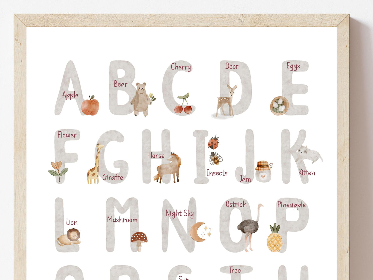 Woodland Alphabet Number Poster, Boho Woodland Nursery Decor, Forest Animal abc Poster, Educational Woodland Classroom Decor Digital Print