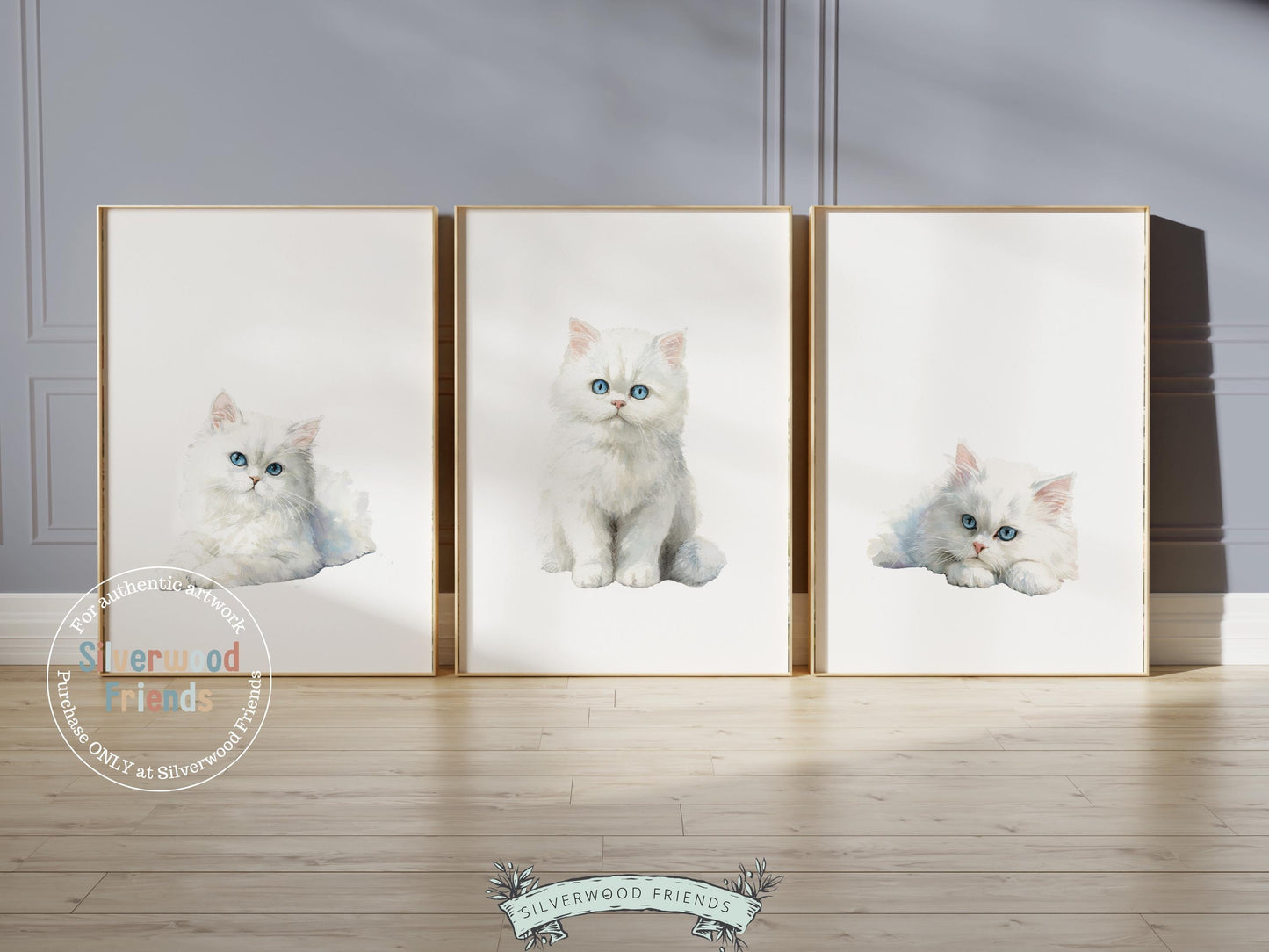 Ragdoll Cat Print Set of 3, Ragdoll Kitten Nursery Decor, Ragdoll Cat Nursery Wall Art, Cat Themed Gifts, Cat Poster Painting Digital Print