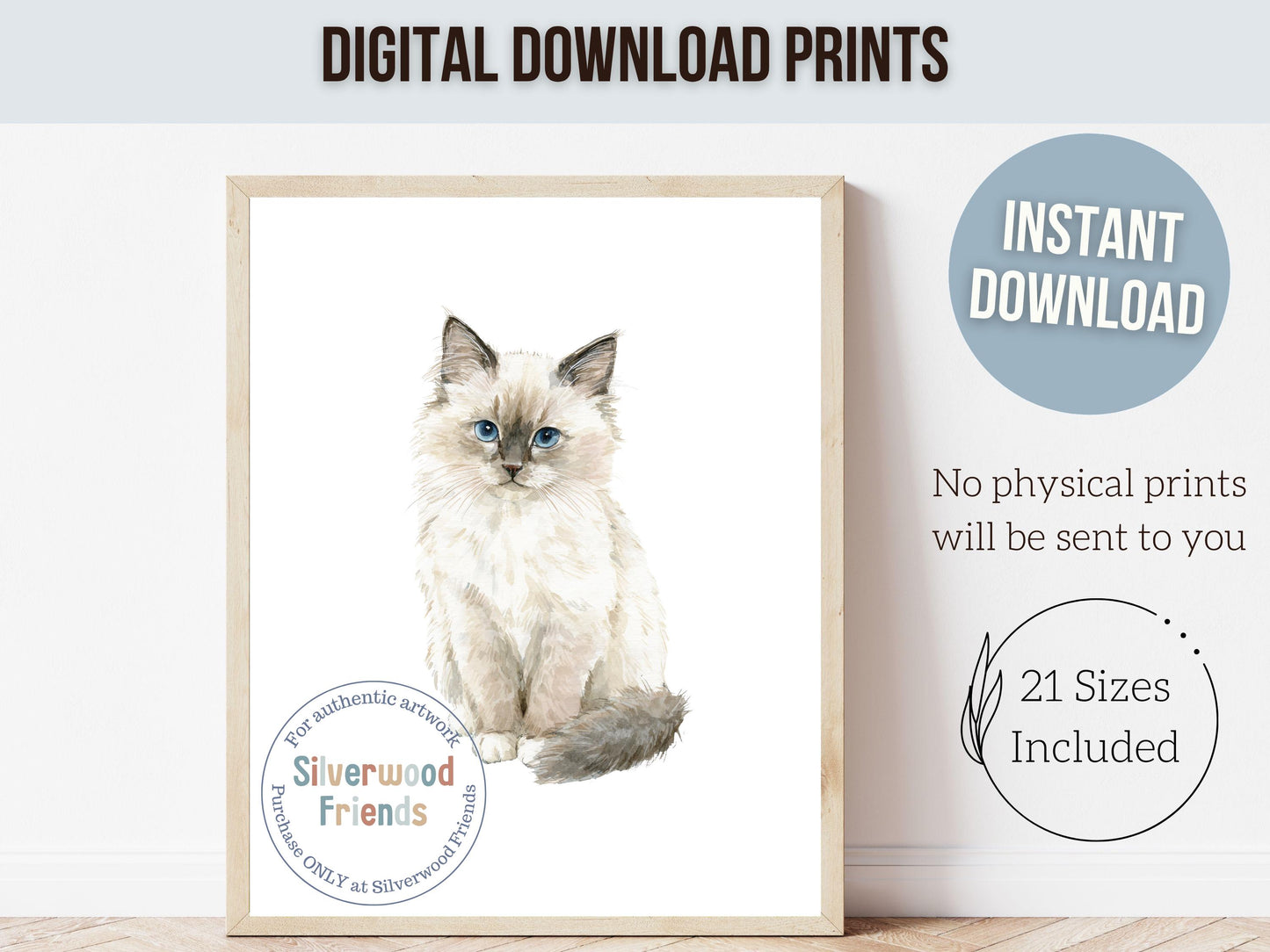 Ragdoll Cat Print Set of 3, Ragdoll Kitten Nursery Decor, Ragdoll Cat Nursery Wall Art, Cat Themed Gifts, Cat Poster Painting Digital Print
