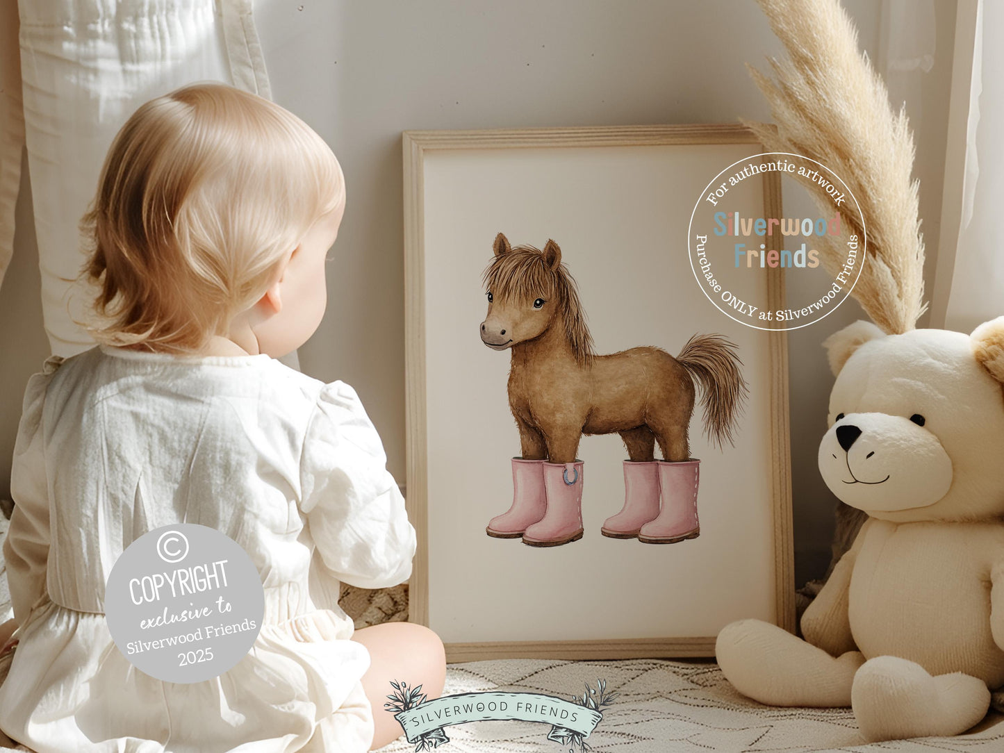 Pink Baby Farm Animal Nursery Prints, Pink Highland Cow Western Farmyard Nursery Decor, Baby Girl Pink Farm Nursery Wall Art Digital Print