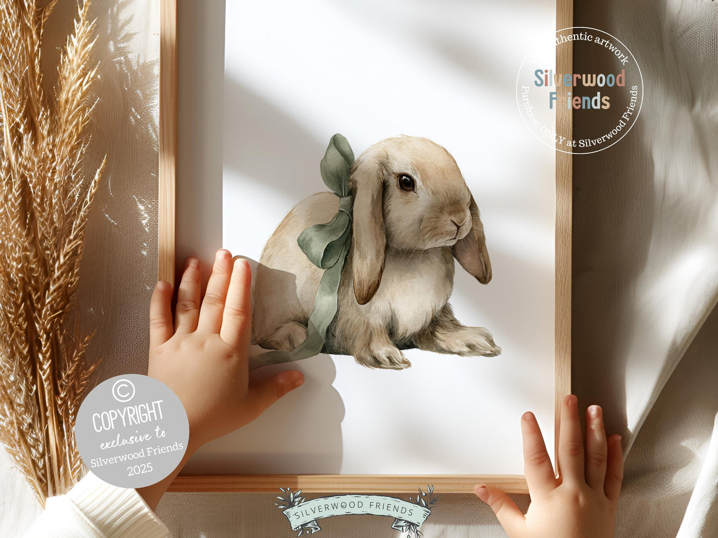 Bunny Nursery Prints, Sage Green Woodland Bunny Nursery Decor, Neutral Nursery Wall Art, Easter Decor Poster, Spring Artwork Digital Print