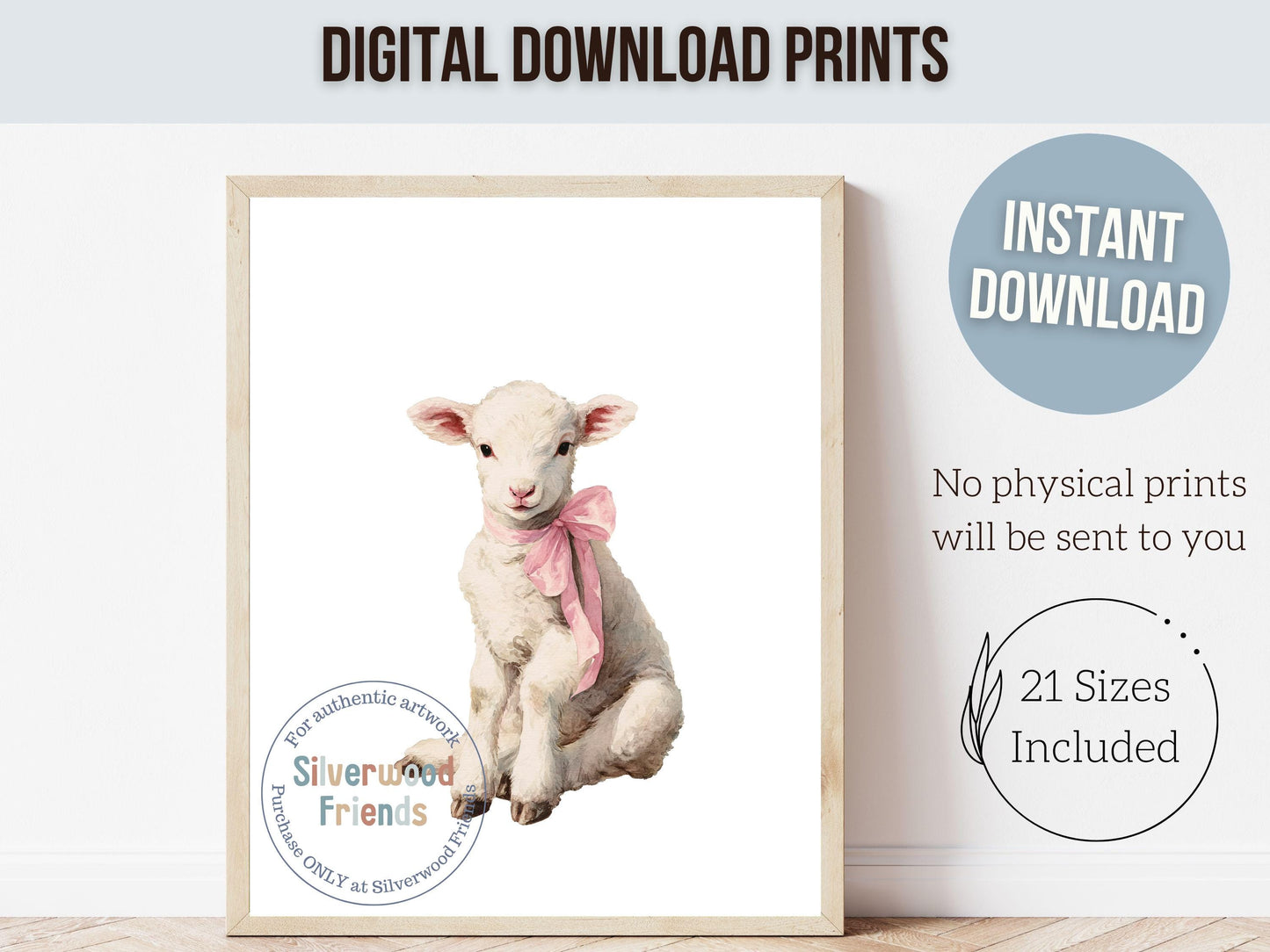 Baby Girl Lamb Nursery Prints, Baby Girl Pink Farm Animal Nursery Decor, Nursery Wall Art, Easter Decor Poster, Spring Artwork Digital Print