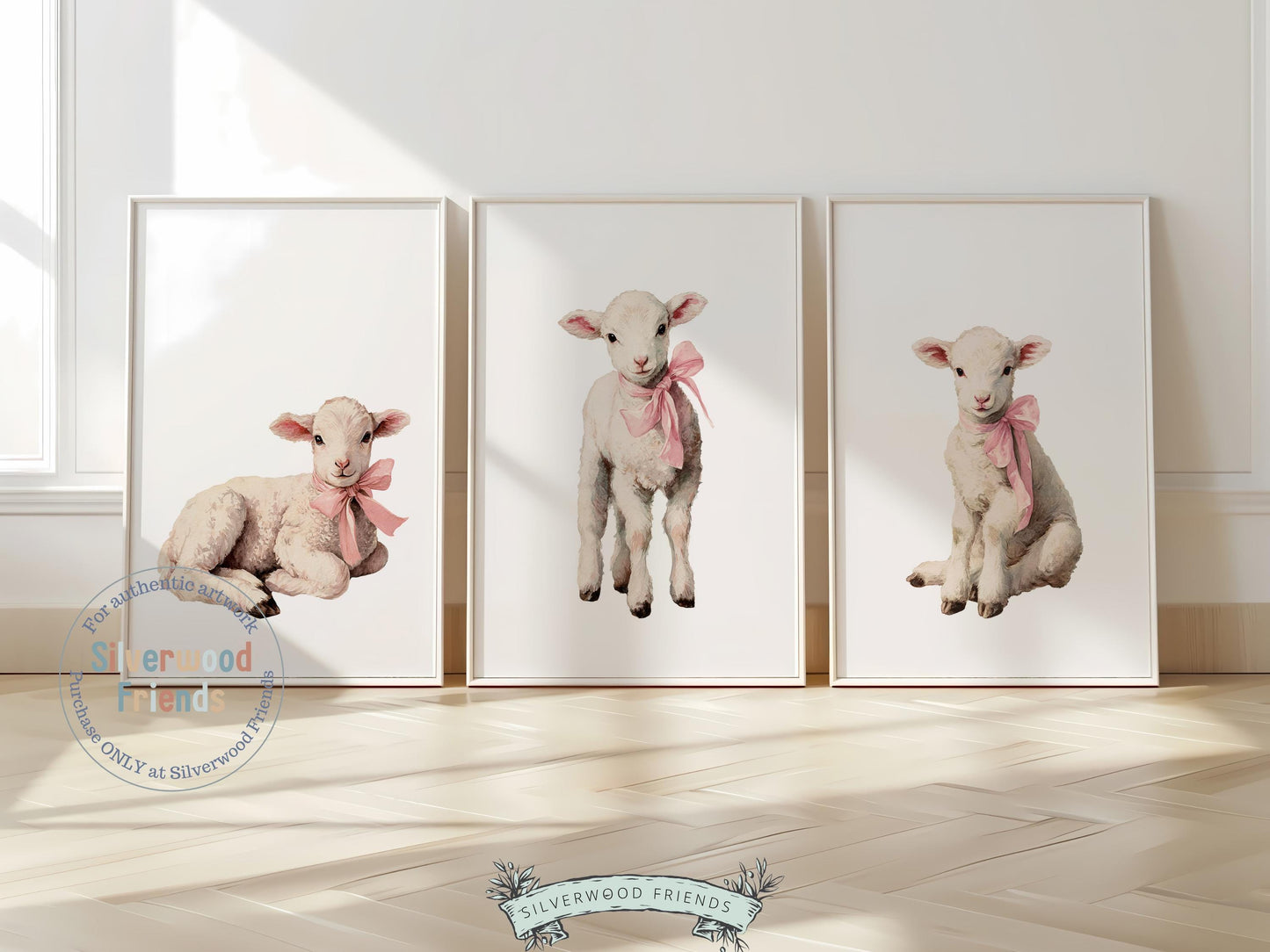 Baby Girl Lamb Nursery Prints, Baby Girl Pink Farm Animal Nursery Decor, Nursery Wall Art, Easter Decor Poster, Spring Artwork Digital Print