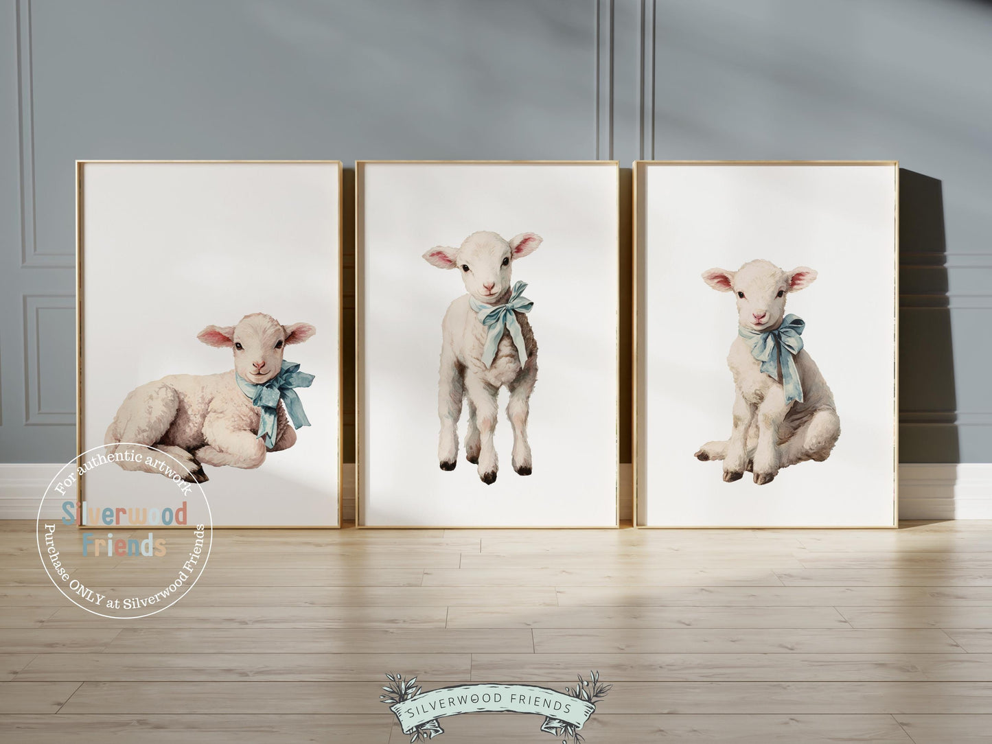 Lamb Nursery Prints, Baby Boys Blue Farm Animal Nursery Decor, Farmyard Nursery Wall Art, Easter Decor Poster, Spring Artwork Digital Print